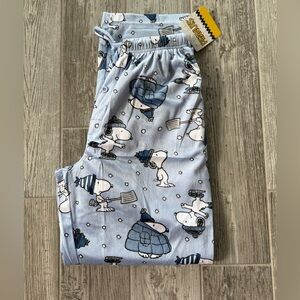 Men’s Peanuts winter lounge Pajama Bottoms - Light Blue Snoopy Pattern (medium)